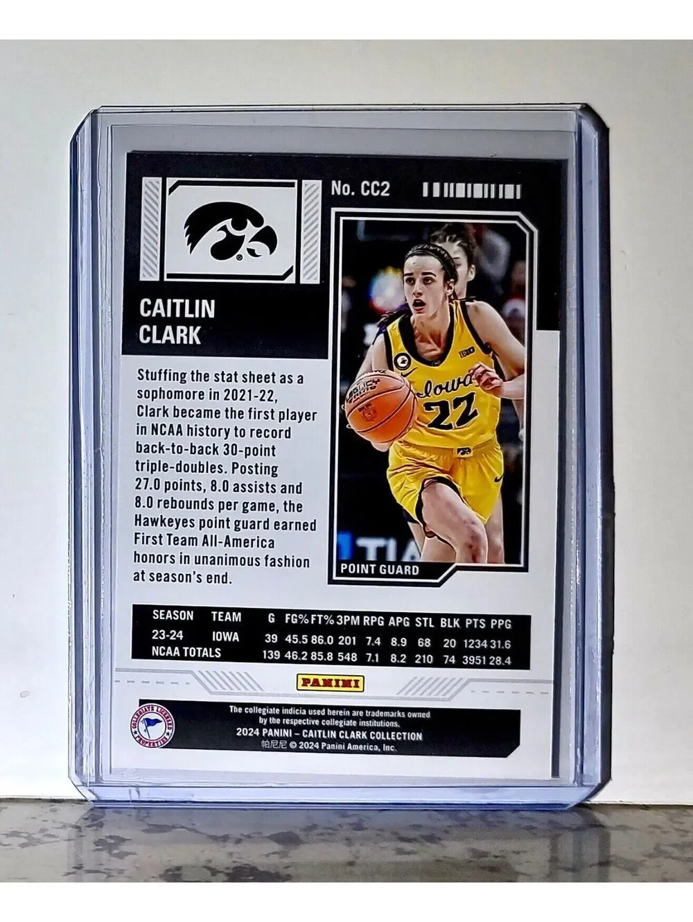 2023-24 Caitlin Clark Panini Contenders #CC2 Season Ticket Card Iowa Hawkeyes